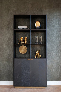 Richmond Interiors Boekenkast Blackbone brass 2-deuren (Black rustic)