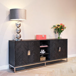 Richmond Interiors Dressoir Blackbone silver 4-deuren + open vak (Black rustic)