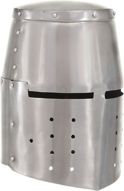 Ridderhelm middeleeuws replica LARP staal zilverkleurig