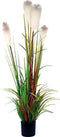 Riet gras in pot 150 cm wit-groen-bruin kunstplant