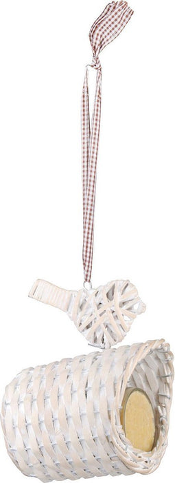 Rieten pindakaaspothouder. Assorti.