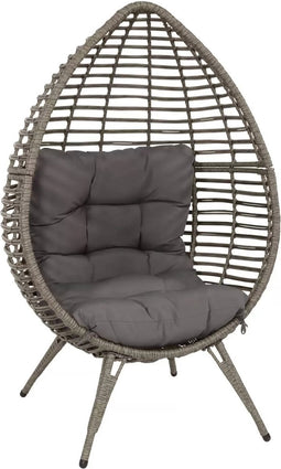 Rieten terrasstoel Fabiano grijs