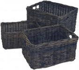 Rieten v-drager mand 40x30x20 pit zwart