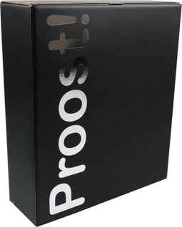 Flesdoos - Proost de luxe - karton + PE - 3 flessen - 285x95x330mm - zwart/zilver - 10 stuks