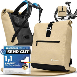 RADGEIST - Fietstas voor bagagedrager - 20 liter waterdicht - Zwart