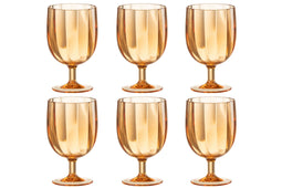 J-Line wijnglas - plastic - oranje - 6 stuks