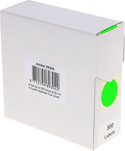 Rillprint ronde etiketten | diameter 25 mm | rol van 500 stuks | fluo groen