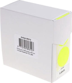 Rillprint ronde etiketten | diameter 35 mm | rol van 500 stuks | fluo geel