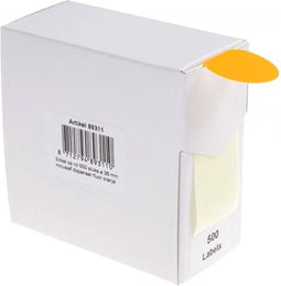 Rillprint ronde etiketten | diameter 35 mm | rol van 500 stuks | fluo oranje