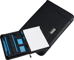 Rillstab schrijfmap A4 excellent luxe - hoogwaardig kunstleer - conferentiemap - met ritssluiting - zwart - paginaformaat A4