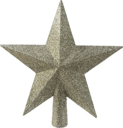 Decoris kerstboom piek - ster vorm - olijf groen - glitter - 19 cm - kunststof - kerstpiek