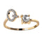 Ring Met Letter - Ring Met Steen - Letter Ring - Ring Letter - Initial Ring - (Zilver 925) Gold-Plated Letter Q - Cadeautje voor haar