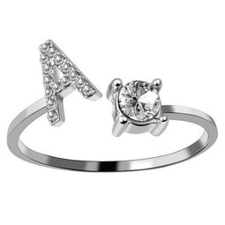 Ring Met Letter - Ring Met Steen - Letter Ring - Ring Letter - Initial Ring - Zilver 925 Letter A - Cadeautje voor haar