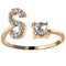 Ring Met Letter - Ring Met Steen - Letter Ring - Ring Letter - Initial Ring - (Zilver) Gold-Plated Letter S - Cadeautje voor haar