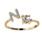Ring Met Letter - Ring Met Steen - Letter Ring - Ring Letter - Initial Ring - (Zilver 925) Gold-Plated Letter N - Cadeautje voor haar