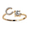 Ring Met Letter - Ring Met Steen - Letter Ring - Ring Letter - Initial Ring - (Zilver 925) Gold-Plated Letter C - Cadeautje voor haar