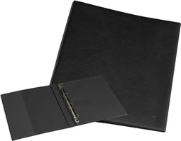 Ringband Rillstab Luxe A4 4-rings D-mech 25mm kunstleer zwart