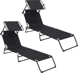 Infinity Goods Ligbed - Opvouwbaar - Verstelbaar - Zwart (set van 2)