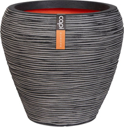 Capi Europe - Vaas taps rond Rib NL - 42x38 - Antraciet - Opening Ø31 - Bloempot voor binnen en buiten - Levenslang garantie - Breukbestendig - 100% Recyclebaar - CO2 Neutraal geproduceerd - KOFZ362
