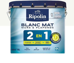 RIPOLIN Witte verf voor wanden en plafonds met geÔntegreerde onderlaag - Mat wit - 10 L