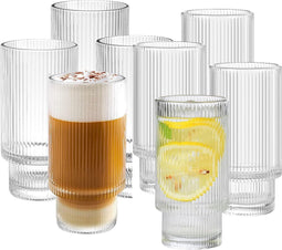Ripple longdrinkglazen - Set van 6 stk -2 95 ml - Origami-stijl - glazen beker - Ripple vintage glaswerk