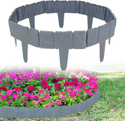 Tuinhek, kunststof, grijs, tuinrand in steenlook, gazonrand maairand, palissade, tuin, bloembed, pla