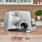 Ritter Snijmachine - Compact 1 - Made in Germany - Allessnijder Elektrisch - 65W Eco Motor - broodsnijmachine, vleeswarensnijmachine, vlees, brood, gronten - broodsnijder Zilver