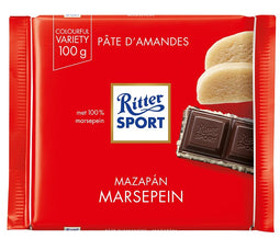 Ritter Sport - Chocolade puur-marsepein 100gr | 12 stuks