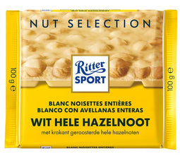 Ritter Sport - Chocolade wit-hele hazelnoot 100gr | 10 stuks