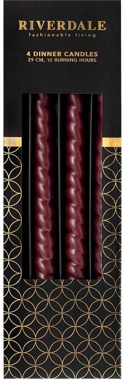 Riverdale - Dinerkaarsen burgundy set van 4 - Rood