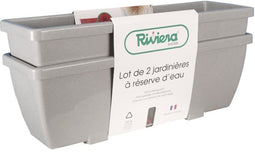 RIVIERA EVA bloembak - Set van 2 plantenbakken - Kunststof - 57 cm - Steen