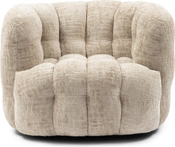 Riviera Maison Arosa Swivel Armchair Natural - Polyester, Beukenhout - Natural - 97.0x103.0x77.0 cm