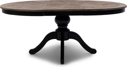 Riviera Maison Eettafel Uitschuifbaar - Le Marais Dining Table Extendable Dia 140/190 x 140 - Zwart - Gerecycled Eikenhout