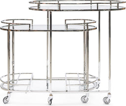 Riviera Maison Keukentrolley - Drankbar - Crosby Street Bar Cart - Set Van 2 Stuks - Zilver