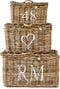 Riviera Maison Opbergmanden Met Deksel - Rustic Rattan Classic RM Basket - Bruin - Set 3 Stuks