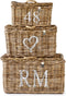 Riviera Maison Opbergmanden Met Deksel - Rustic Rattan Classic RM Basket - Bruin - Set 3 Stuks