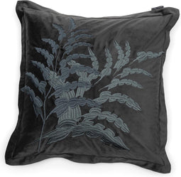 Riviera Maison Rugged Luxe Fern Pillow Cover 50x50 - Polyester, Velvet - Grijs - 50.0x50.0x2.0 cm