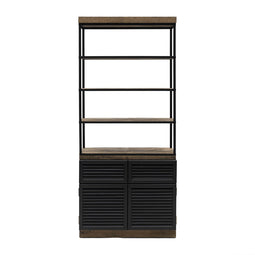 Riviera Maison Stanford Book Cabinet - Reclaimed Oakwood, Poplarwood, Iron - - 107.0x54.0x152.0 cm