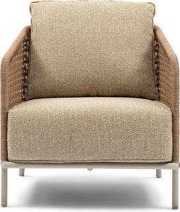 Riviera Maison Tuinstoel buiten - Sanur Outdoor Lounge Chair - Stro, IJzer - Beige