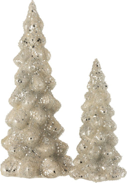 J-Line decoratie Kerstboom Suiker - glas - lichtgrijs/zilver - large