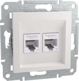 RJ45-aansluiting CAT6 UTP - 2-voudig - Zonder Frame - Wit - Asfora - Schneider Electric - EPH4870121D