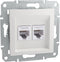 RJ45-aansluiting CAT6 UTP - 2-voudig - Zonder Frame - Wit - Asfora - Schneider Electric - EPH4870121D