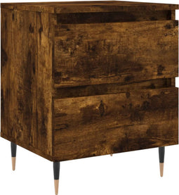 vidaXL - Nachtkastje - 40x35x50 - cm - bewerkt - hout - gerookt - eikenkleurig
