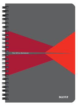Leitz - Notitieboek A5 lijn 180 pagina's 80gr grijs rood | 5 stuks