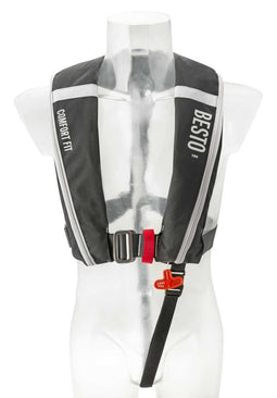 Besto Comfort fit 180N MH - Automatisch reddingsvest - Ergonomisch design - Zwart/grijs