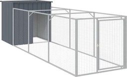 vidaXL - Hondenhok - met - ren - 110x405x110 - cm - gegalvaniseerd - staal - antraciet