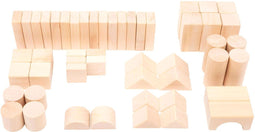 Small Foot - Houten Bouwblokken - 50-delige set met opbergzak - Blank (50dlg)