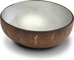 Noya - Coconut Bowl - Kokosnoot - Schaal Kom - Zilver Grijs Metallic Leaf