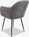 Furnicher Brando Eetkamerstoel - Fluwelen bekleding - Modern design - Stalen frame - Grijs fluweel - Zwarte poten