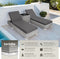 Luxe wicker ligbedden set - 2 ligbedden met tafel - verstelbare rugleuning - lichtgrijs